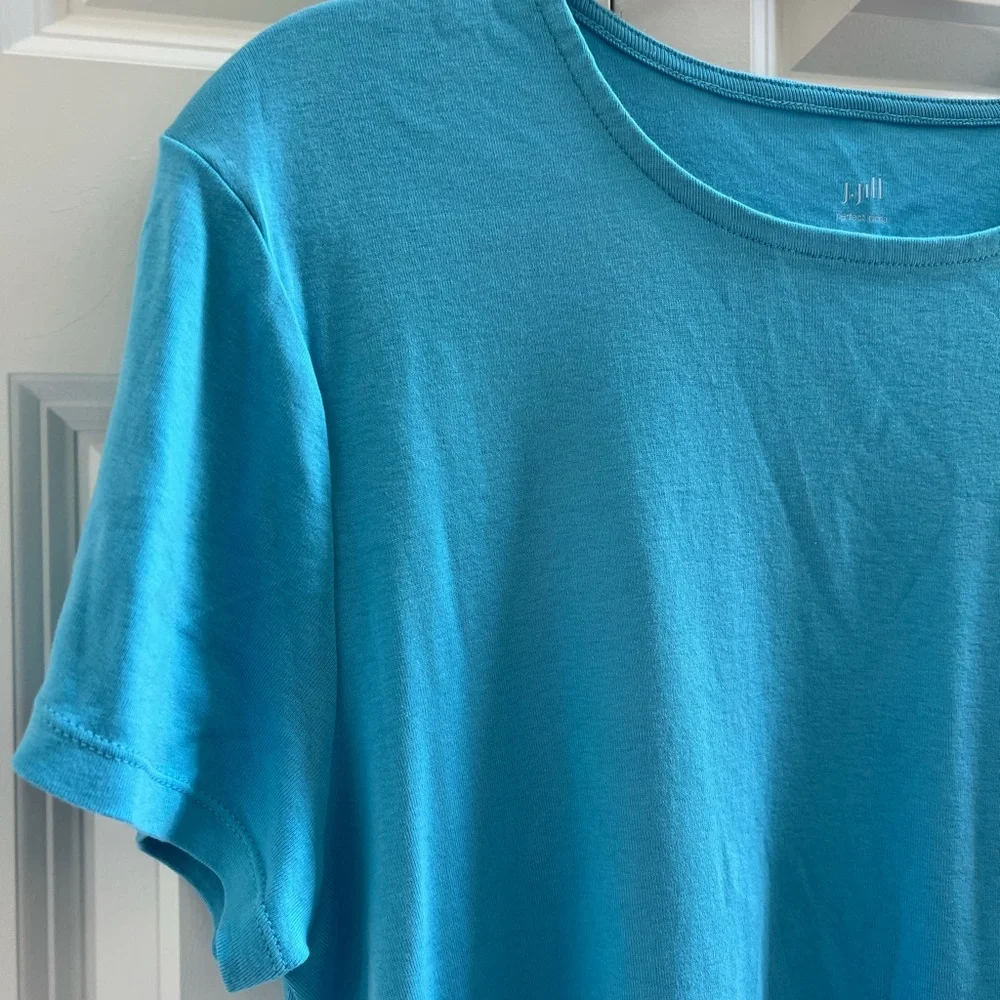 J. Jill Teal Crew-Neck Shirttail Tee - Size XL - Picture 4 of 9